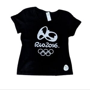 Official Rio 2016 Olympic Games Women's T-Shirt, Black, Size L, NWOT